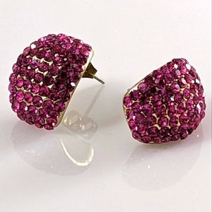 Hot Pink Swarovski and gold plate earrings